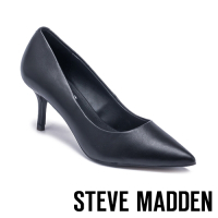 STEVE MADDEN-KITKAT 魅力簡約素面尖頭高跟鞋-黑色