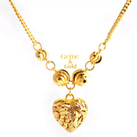【COD】GP Vietnam Sand Gold 916 Sign Kalung Berlapis Emas Vietnam dengan Liontin Hati Berlubang dan Mu