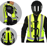 Motocross Protective Airbag Jacket Motorcycle Vest Reflective Airbag Motocross Air Bag Moto Vest Protective Black Fluorescent
