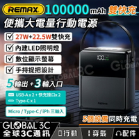 100000mAh  大電量行動電源 27W+22.5W 雙快充 5口輸出 LED燈 便攜提把