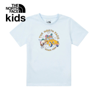 【The North Face】北面兒童藍色小熊露營車印花短袖T恤｜88H7O0R