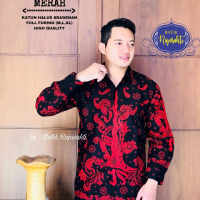 kemeja batik keris merah lapis furing kwalitas Premium