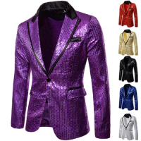 Shiny Gold Shiny Shiny Decorated Blazer Jacket For Men Night Club Graduation Men Suit Blazer Homme Costume Stage Wear For Singer