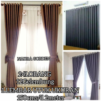 Gorden 12 gelombang jendela pintu Besar jumbo Lebar 2meter Ruang Tamu bahan blackout tebal mewah Cur