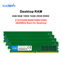 TECMIYO Desktop Memory RAM DDR4 4GB/8GB/16GB 2133MHz/2400MHz/2666MHz/3000MHz/3200MHz/3600MHz DIMM 1.2V Non-ECC -1PC Green