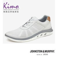 【Kimo】J&amp;M 軟牛皮輕量彈力休閒鞋 男鞋(白 25-3828)