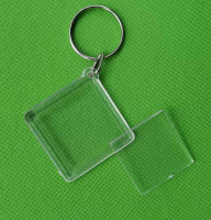 西安核酸貼紙鑰匙扣透明亞克力掛件菱形27x27照片塑料空殼鑰匙牌