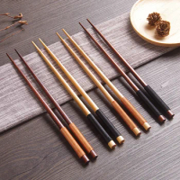 Handmade Japanese Natural Chestnut Wood Sushi Chopsticks Set Value Gift Sushi Chinese Food Tie Line