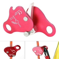 2Pcs Rope Grab Metal Rope Outdoor Climbing Mountaineering Equipment With Locking Protection Red