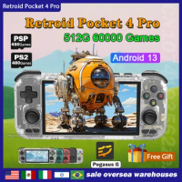 Retroid Pocket 4 Pro Retroid Pocket 2S Handheld Game Console 4.7Inch Touch Screen Android 13 HD Output Pegasus G 512G 60000Games