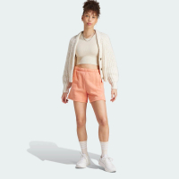 【adidas 愛迪達】短褲 女款 運動褲 刷毛 淺橘 IK4260
