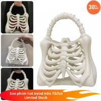 Túi Xách Tay Bộ Xương, In 3D, Thời Trang, Hình Lồng Sọ Sọ Mới Lạ, Ví Gothic Trang Phục, Thích Hợp Để