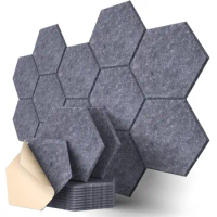 12Pcs Hexagonal Self-adhesive Acoustic Panels Sound Absorbing Soundproof Wall Panels Noise Sound Proofing Foam 12Colors
