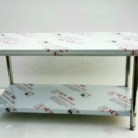 Guanbai Stainless Steel Work Bench Table Sorting Table With Backsplash Under Shelf Kitchen Double Overshelf Work Bench