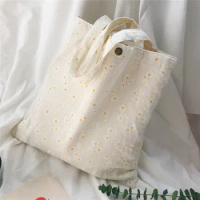 Daisy Tote Bag Cotton Canvas Daisy Tote Bag Bulk Reusable School Work Grocery Shopping Canvas Tote Bag
