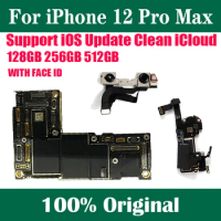 CleaniCloud Full Working Original Mainboard For iPhone 12 Pro MAX Motherboard with Face ID Main Logic Board 128/256/512GB