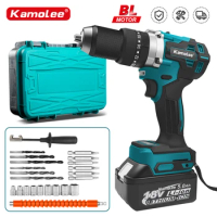 Kamolee 13MM Brushless Electric Impact Drill Cordless Screwdriver Lithium Battery Charging Hand Drill For Makita 18V Battery