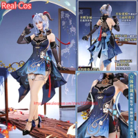 RealCos Game Genshin Impact Ganyu Cosplay Costume Deepavali Skin Gorgeous New Year Cheongsam Halloween Role Play Clothing Wig