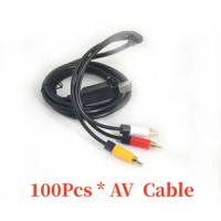 100pcs 1.8M Audio Video AV cable with 3RCA For Xbox360 Slim Games equipment Accessories Black 6FT