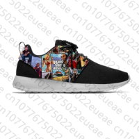 Anime Game Cartoon GTA 5 V Grand Theft Auto Funny Sport Running Shoes Casual Breathable Lightweight 3D Print Men Women Sneakers