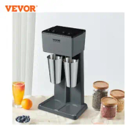 VEVOR Milkshake Maker Mixer Machine Double Head Stainless Steel Drink Blender 3-Speed Milkshake Mixer for Commercial Home