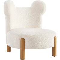 Ball &amp; Cast Upholstered Kids Sofa Sherpa Bear Chair Armless Accent Chair, White