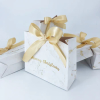 Christmas Party Decorations Mini Marble Style Candy Boxes Merry Christmas Gift Box Paper Christmas Favor Present Bags Packing