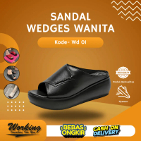 Sandal Wedges Wanita Viral Terbaru Sandal Wedges Rempel Wanita Kekinian Sandal Wanita Wedges Slop Fh