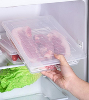 冰箱瀝水收納盒大號(2入）瀝水保鮮盒 透明保鮮盒 長形保鮮盒 瀝水盒 冰箱收納盒 蔬果保鮮盒 方形保鮮盒 食物保鮮