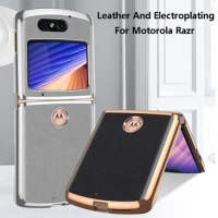 Plating New Fitted Flip Case Plain Leather Phone Case For Motorola Razr 5G Cover Shockproof Smart Phone Bumper Protective Funda