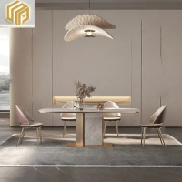 Light and luxurious dining table Modern simple rectangular designer New small family dining table Marble dining table