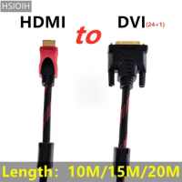 High Speed HDMI to DVI Cable Adapter 24+1 pin DVI-D Gold Plated DVI To HDMICABLE dvi Supports 3D 1080P 10m 15m 20m