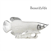 Sterling Silver Good Fortune Gold Arowana Ornaments Pure Silver Home Office Crafts Housewarming Business Gifts