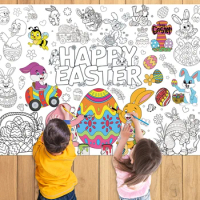 Happy Easter Coloring Books for Kids Coloring Poster Large Coloring Tablecloth for Boys Girls Birthday Party Supplies Favor