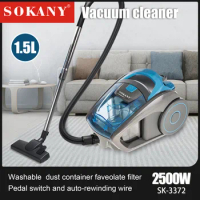 2500W Bagless Canister Vacuum Cleaner, Lightweight Vac for Carpets and Hard Floors