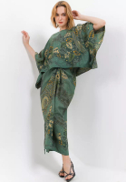 Batik Kedu Setelan Batik Wanita One Set Doby Motif Daun Sisik Green / Baju Kondangan / Pesta / Baju Kantor