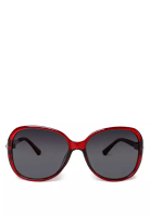 London Rag Kacamata Hitam Oval Tebal Warna Merah/Abu-abu