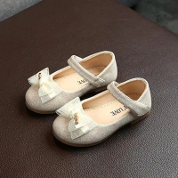 Kasut kulit kanak-kanak musim bunga dan musim luruh versi Korea kanak-kanak perempuan lace bow princ