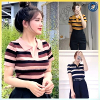 💥[A115] Áo len thun Montoghi hàng dệt kim cổ đức SỌC 3 MÀU phối ĐỀU phong cách Quảng Châu thanh lịch