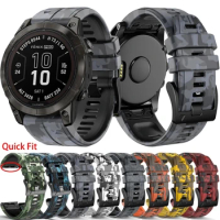 Quickfit 22mm 26mm Strap For Garmin Fenix 7X 7 Pro Solar 6 6X Pro Sapphire GPS 5 5X Plus Camo Silicone Watch Bracelet Wristband