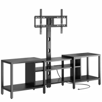 IRONCK 79 Inch TV Stand for TVs up to 85 Inch with Mount and Power Outlet, 3 Tiers TV Console with Storage Shelves, Black