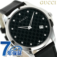 古馳 GUCCI Gタイムレス スリム ダイヤモンド 男錶 男用 手錶 品牌 YA126305 GUCCI ブラック 記念品