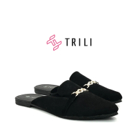 Trili Rubi Sepatu Flat Shoes Mules Hitam Wanita Trendy Nyaman Ringan dan Anti  Outsole Anti Slip