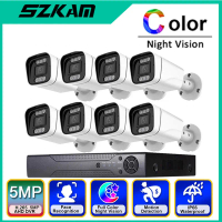 8CH 5MP DVR kit 8pcs 2MP 5MP AHD Camera Color Night Vision AI Face Detection CCTV System Kit Outdoor