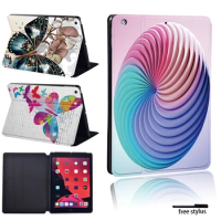 Tablet iPad Case for Apple IPad 8 2020 10.2" PU Leather Funda Flip Stand Cover 3D &amp; Butterfly Pattern Protective Shell + Stylus
