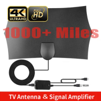 Kebidumei Digital 8K 4K TV Antenna 500 Miles 1080P DVB-T2 High Gain 25db Amplifier Signal Booster Indoor Aerial For Car antenna