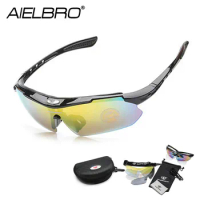 AIELBRO 5 Lens Cycling Goggle Sets Sports Running Fishing Cycling Sunglasses UV Protect Road MTB Sunglasses UV400 For Bicycle