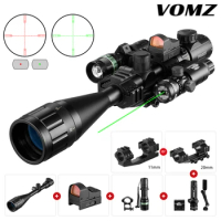 VOMZ 6-24x50 AOEG Rangefinder Sight Rifle Scope With Holographic 4 Reticle Sight Red Dot Green Dot Laser Combo Riflescope