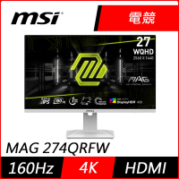 MSI微星 MAG 274QRFW 27型 2K 180Hz HDR電競螢幕