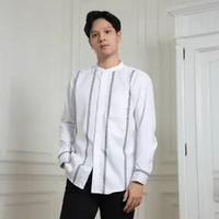 Platini Kemeja Koko Pria Lengan Panjang Motif Garis Tekstur White 961422.07 961422.07 XL